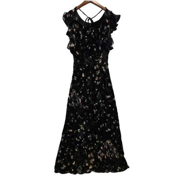 Caara Womens Velvet Burnout Flutter Maxi Dress XL Whimsigoth Fairy Grunge Black - Picture 3 of 10